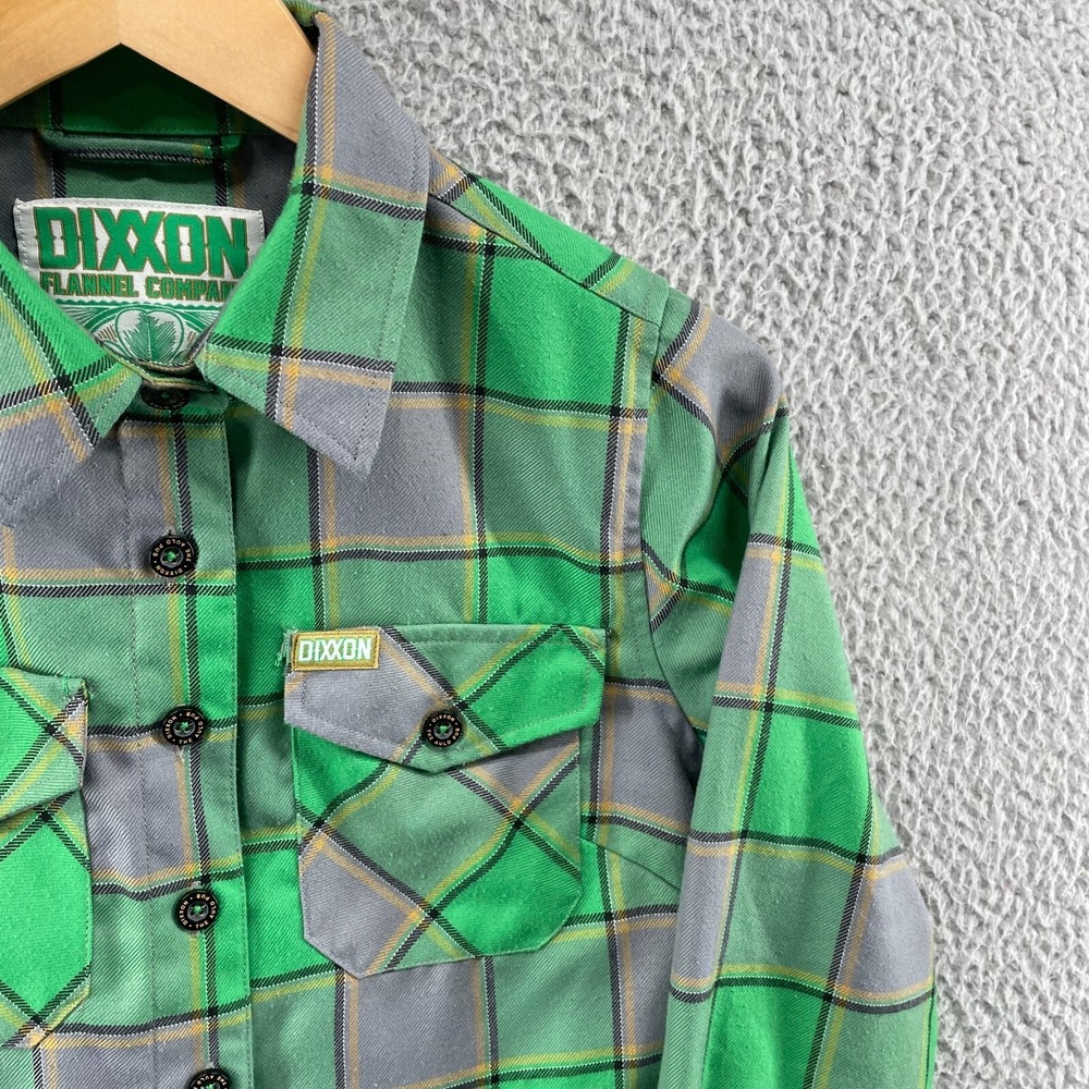 Dixxon Flannel Company Shirt Womens S Plaid Green Gray The Auld Pub Long Sleeve - Picture 3 of 15